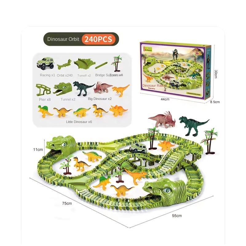 Dinosaur Rail Car Set Electricity Track Car Toys For Kids DIY Assembly ...