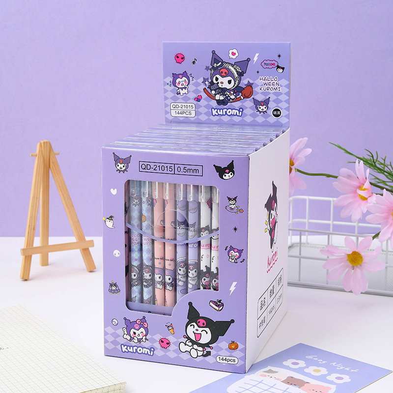 6Pcs/set Kuromi Cinnamoroll Pompom Purin 0.5mm Erasable Gel Pen