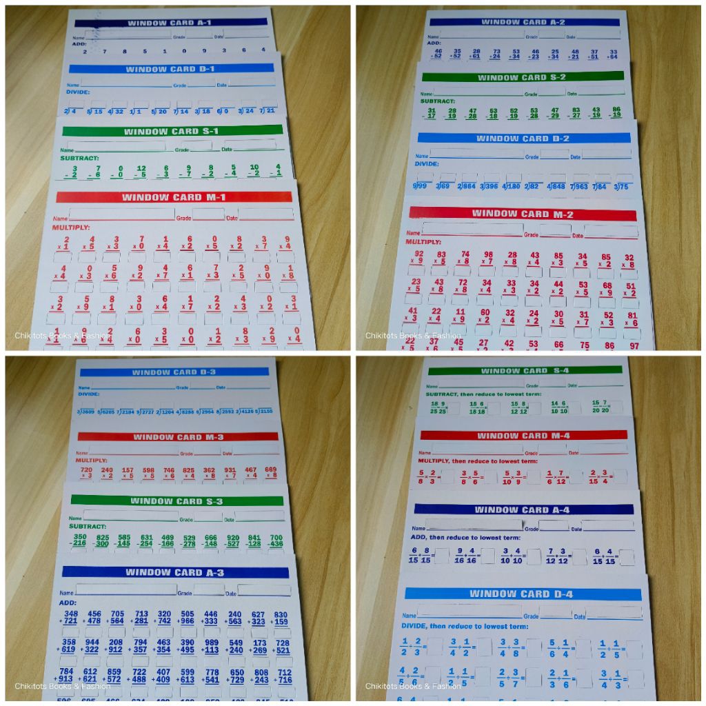 Math Window Card | DD Cards — (1pack 4pcs) Level 1-4 | Addition ...
