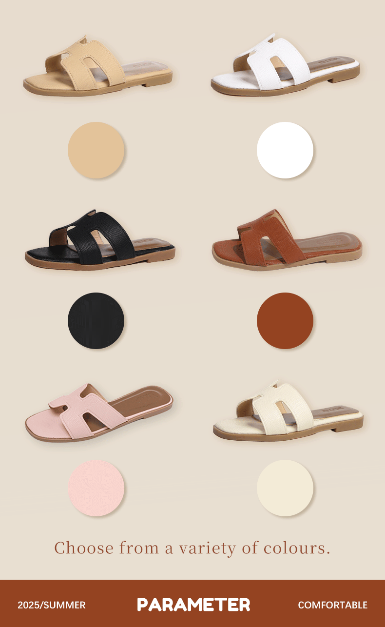 YOTO Fashion H-Shaped Strap Leather Sandals For Women Elegant Outdoor ...