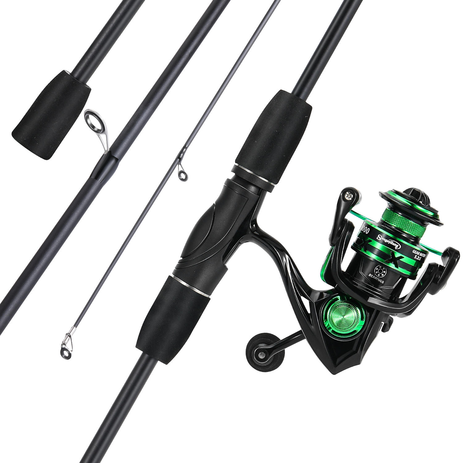 Sougayilang 1.8M Spinning Fishing Rod 5.2:1 5 Colors Fishing Reel Set ...
