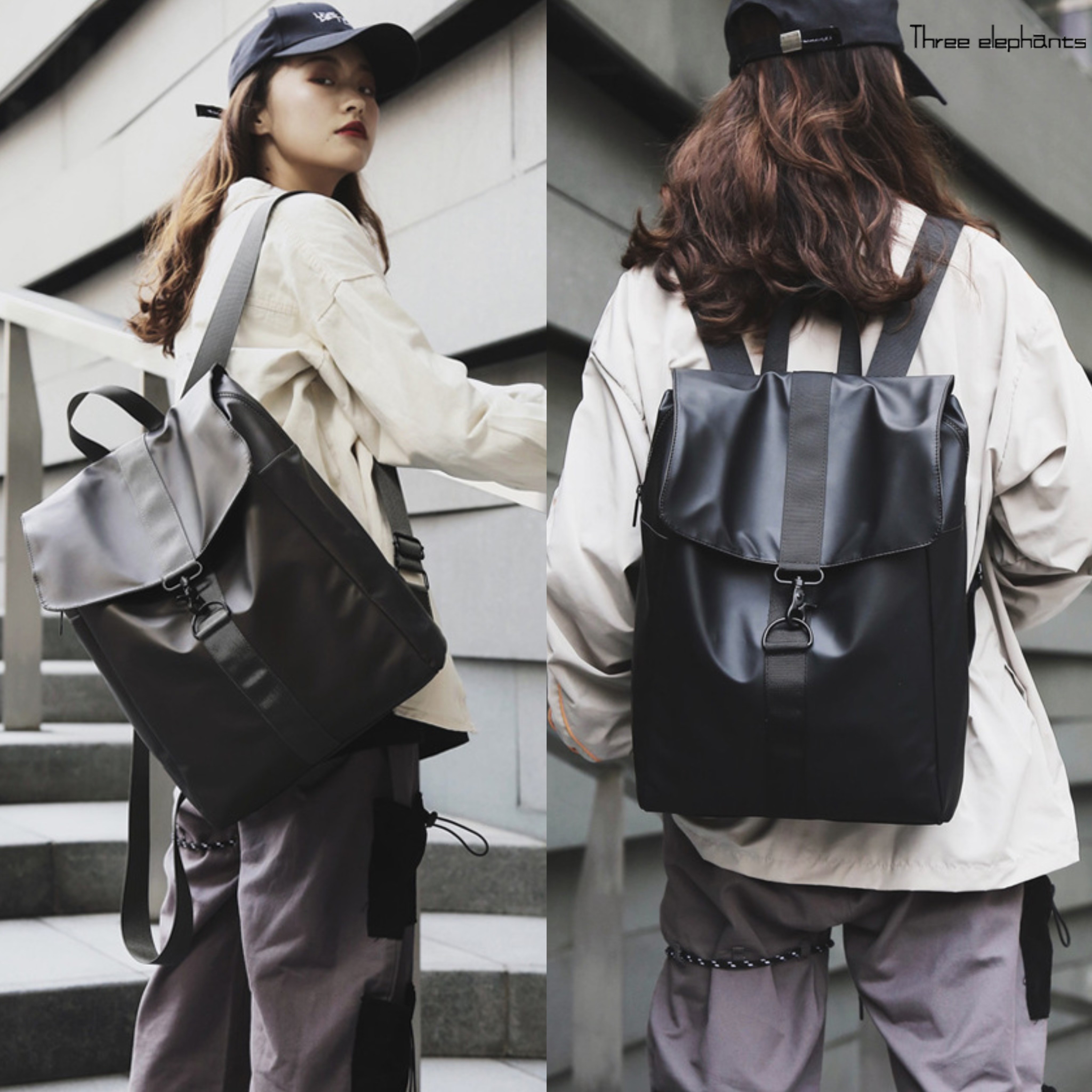 Men's backpack large capacity schoolbag Japanese texture business ...