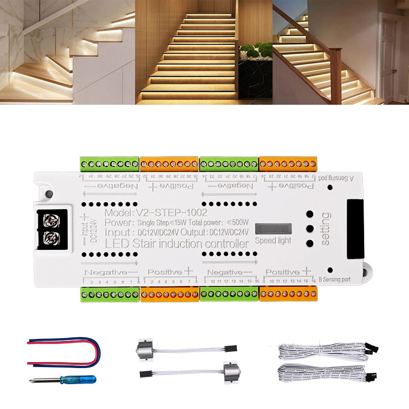 32 Channel Motion Sensor Stair LED Strip Controller DC 12V 24V ...