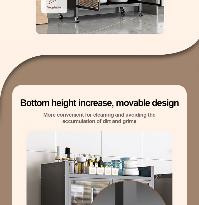 Carbon Steel Kitchen Rack Storage Cabinet Dustproof For Multi-function ...