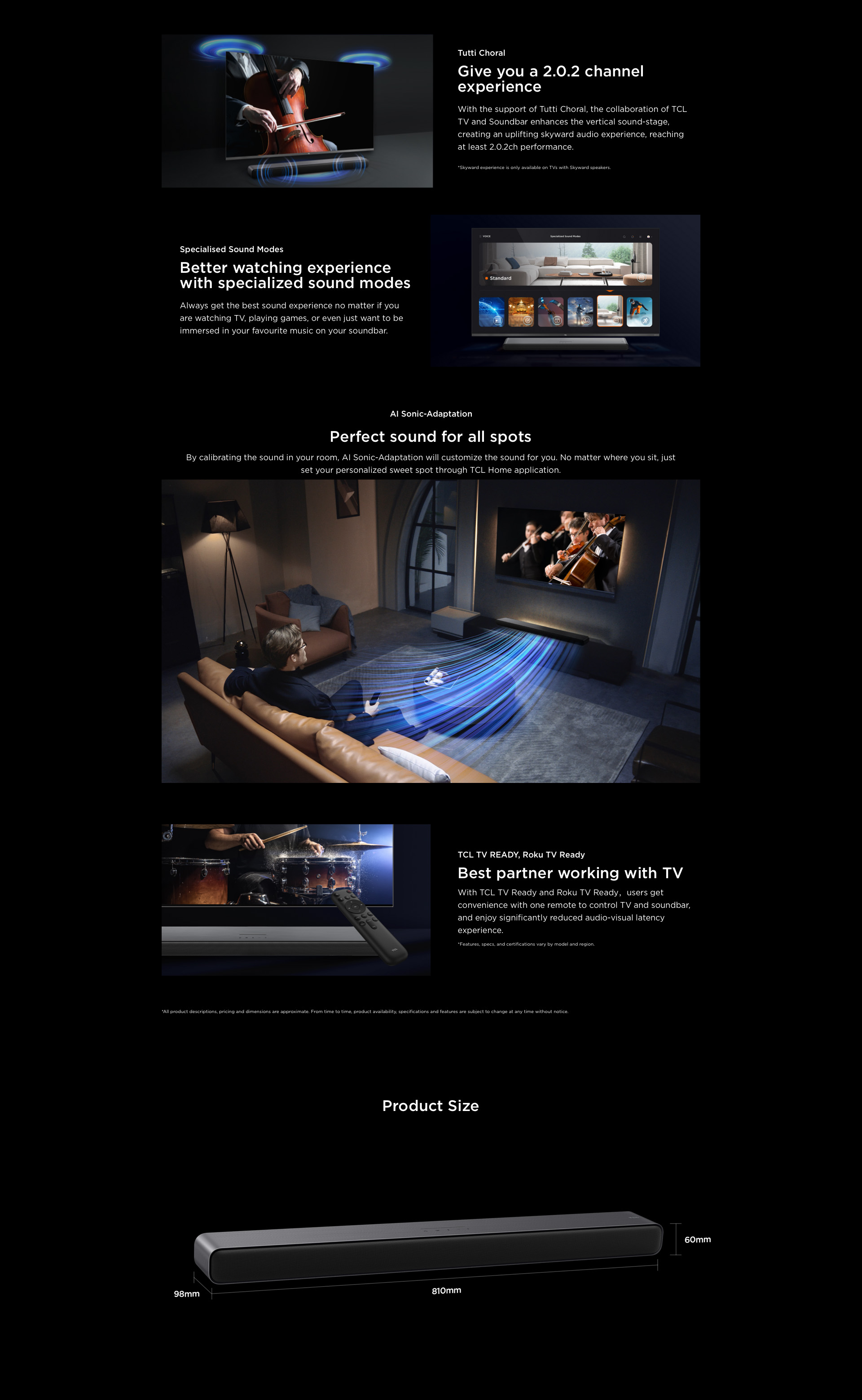 TCL S45H Wireless Pro AllinOne 2.0 channel Soundbar Speaker System