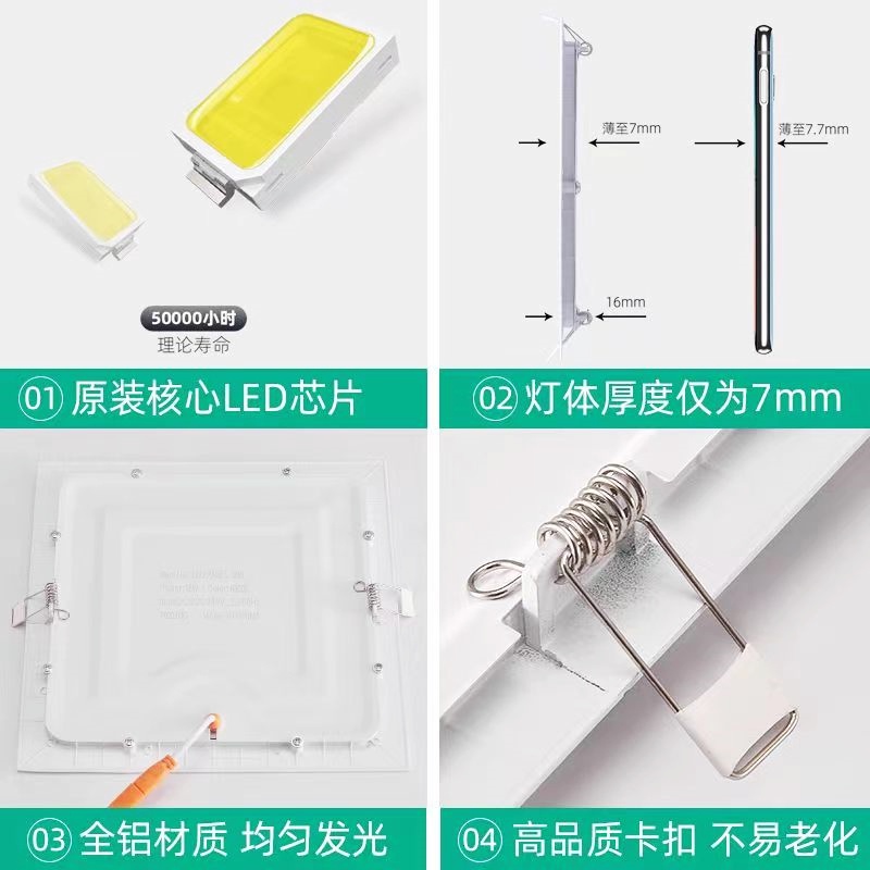 12W 9W Ultrathin LED Pin Light With Driver Panel lamp Round square ...