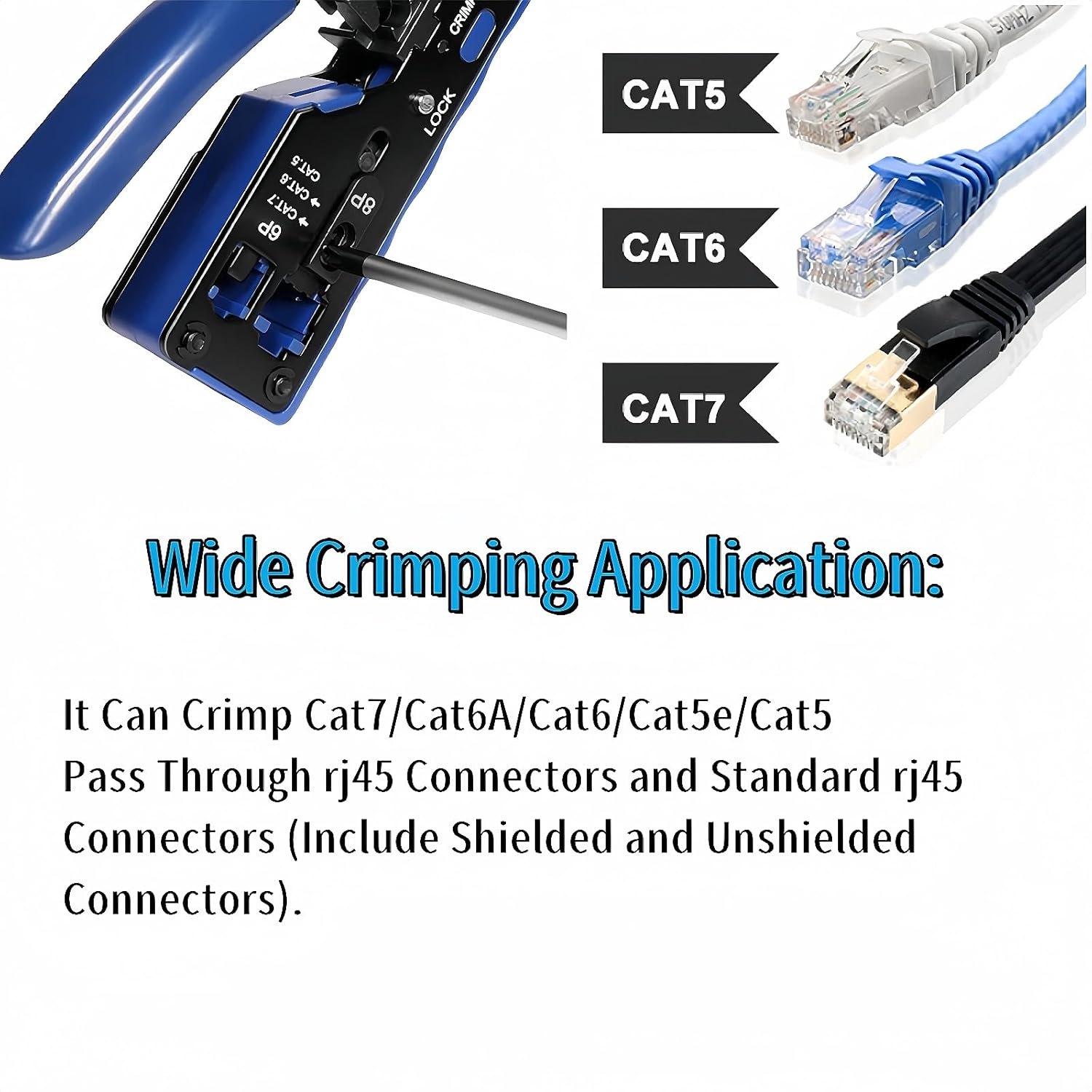 ALLAN RJ45 Crimp Tool PassThrough Cat7 Cat6A Cat6 Cat5e Cat5 RJ45 ...
