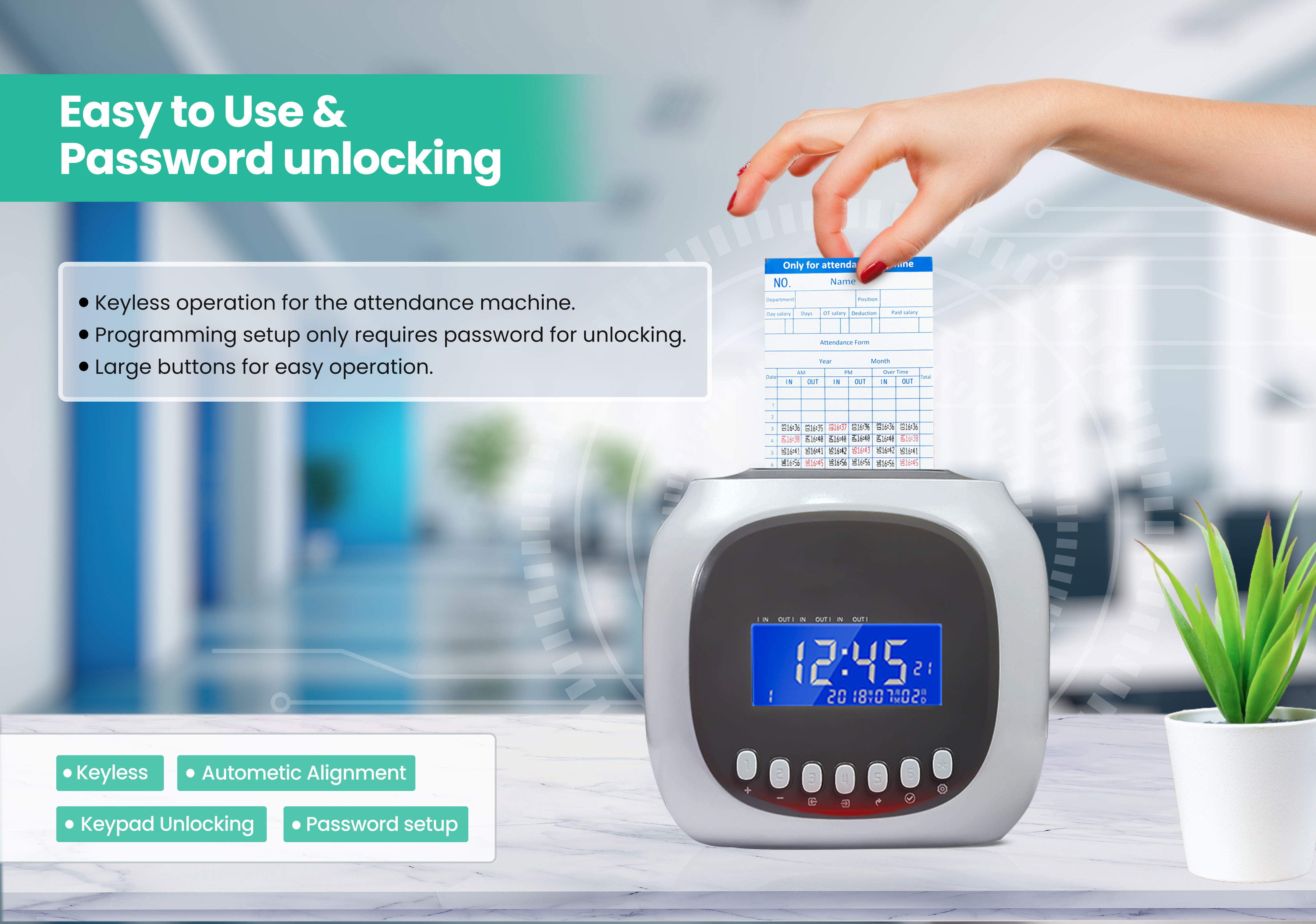 Punch Card Attendance Machine bundy clock Time Recorder Local Warranty ...