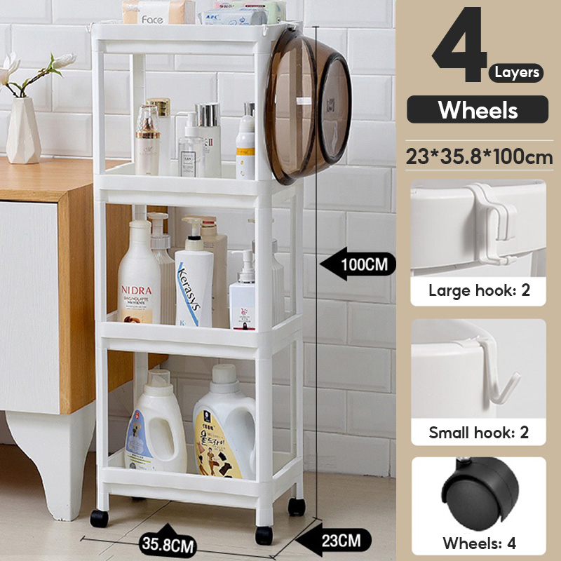 HOTJOY 4 Layer Bathroom Organizer Rack Trolley Shelves Kitchen ...