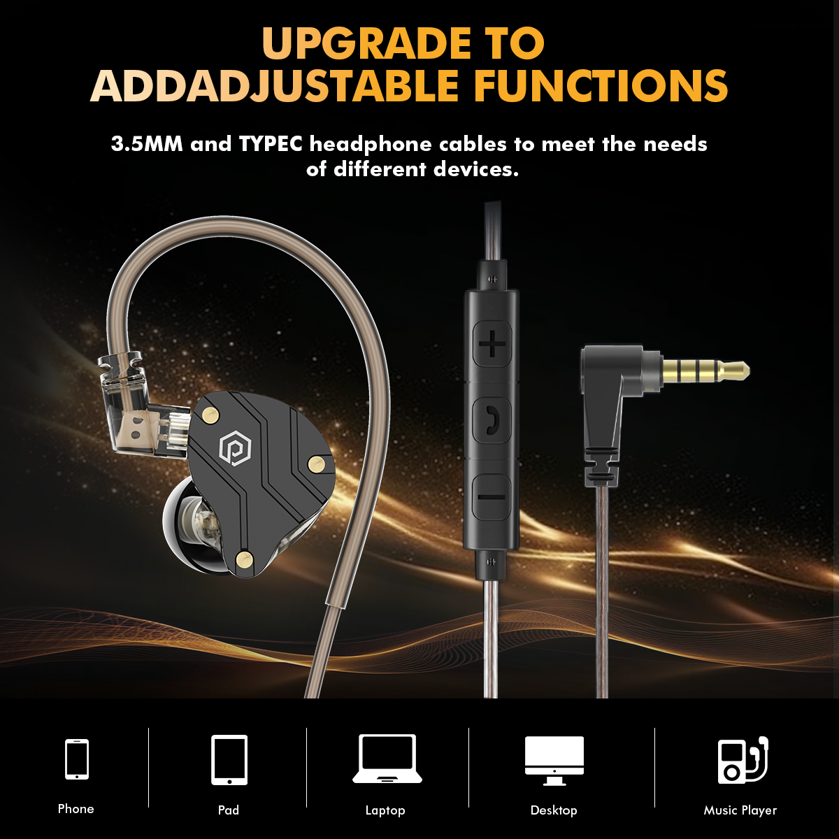 Popcorn MX100 Dual 1B+1DD Hybrid Driver In-Ear Monitor Noise Cancelling ...