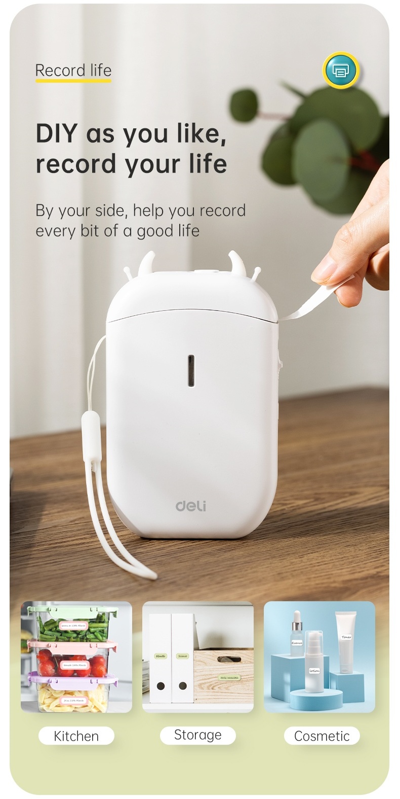 Deli Label Printer Mini Half-inch Portable Bluetooth Thermal Printer ...