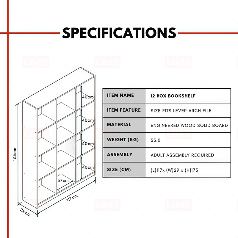 ATOUR [175CM Tinggi] 12 Box Book Shelf Book Rack Rak Buku Divider ...