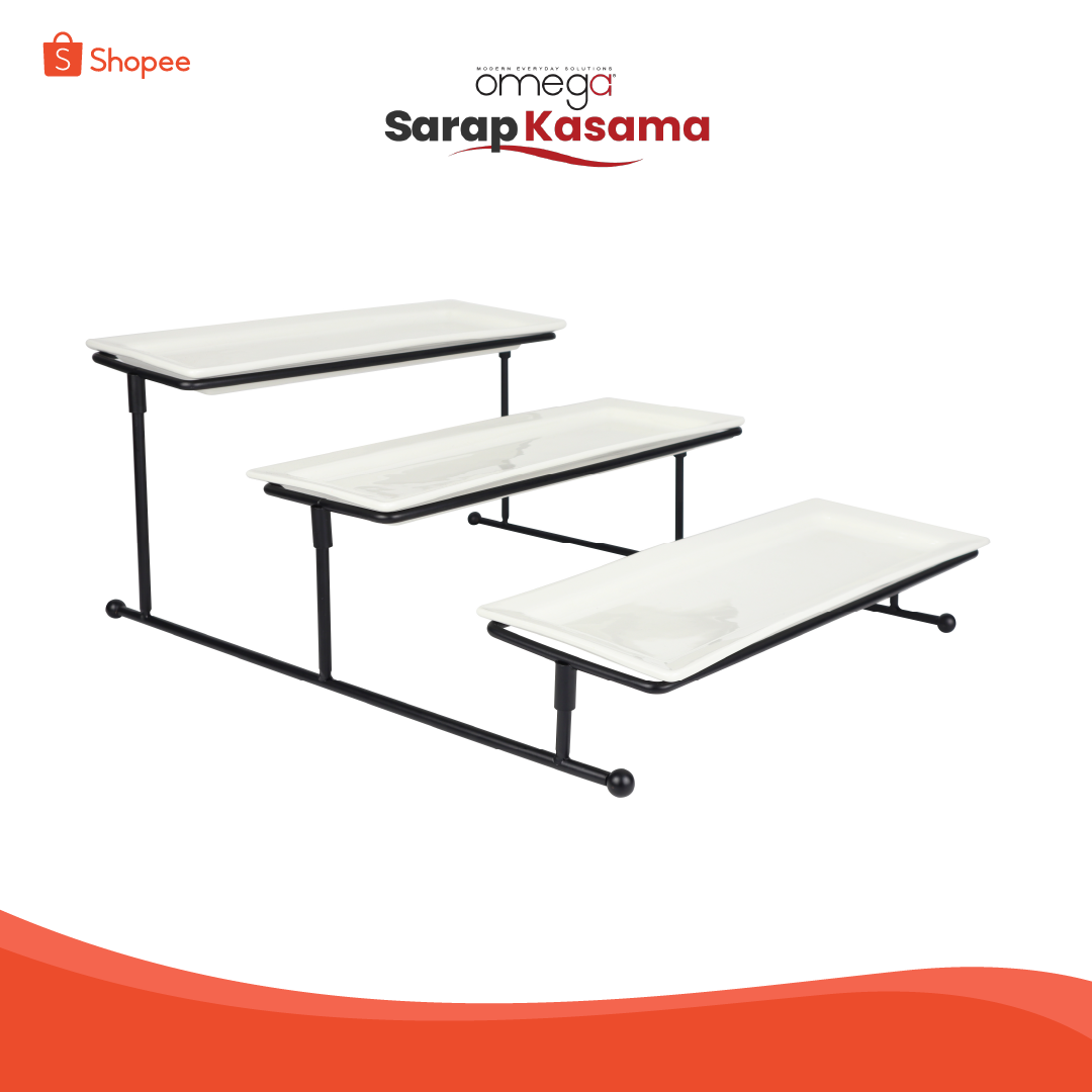 CT LENORE 3 LAYER RECTANGULAR PLATEL WITH COLLAPSIBLE RACK | Shopee ...