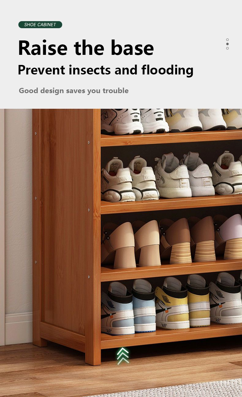 6 layers Shoe Rack Dust-proof Shoe Cabinet wooden storage organizer ...