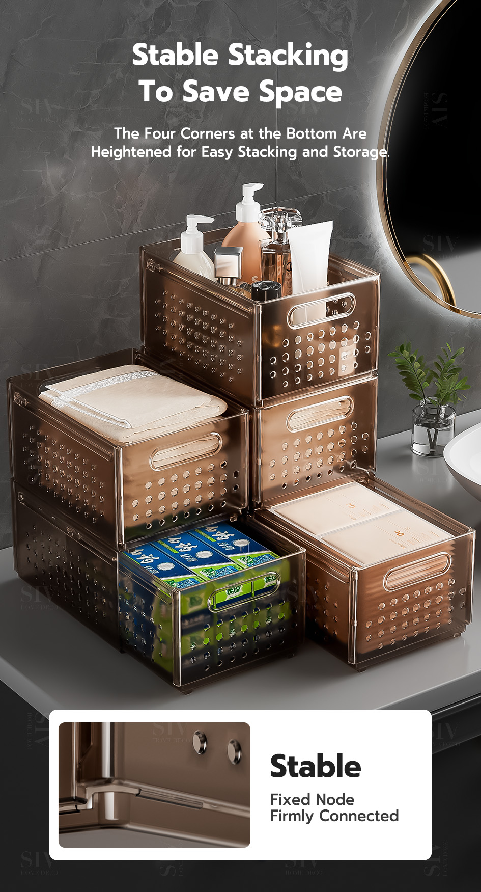 SIV 28-48cm Expandable Storage Basket Plastic Cabinet Organizer Box for ...
