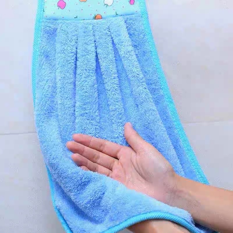 Coral Fleece Hanging Cartoon Embroidered Hand Towels Cute Cartoon Rag ...