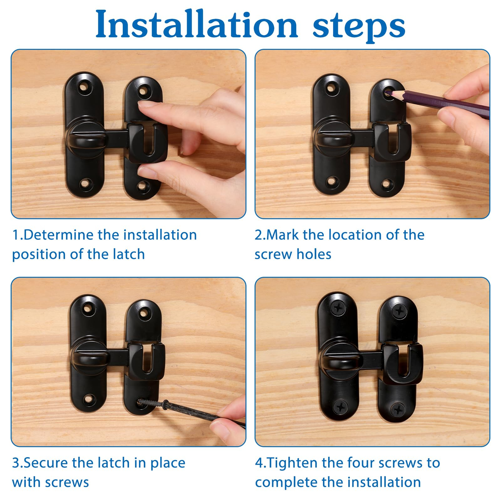 90/180 Degree Door Lock Small Sliding Door Latch Heavy Duty Bar Gate ...