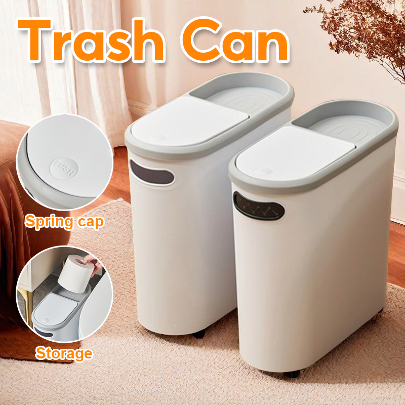 Talmf 10L Narrow Trash Bin With Cover Aesthetic Trash Can With Handle ...