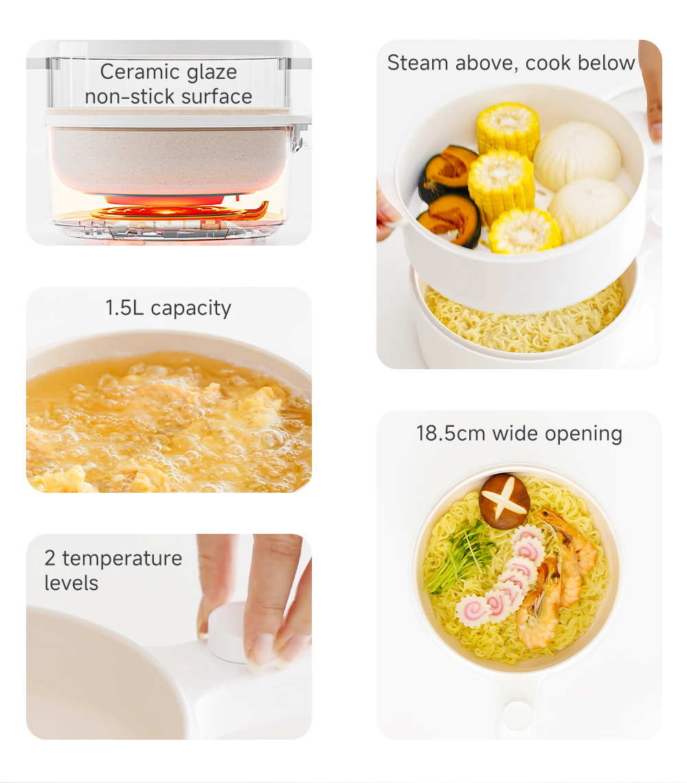 Simplus Electric Cooker with Steamer Multi-Functional Non-Stick Inner ...