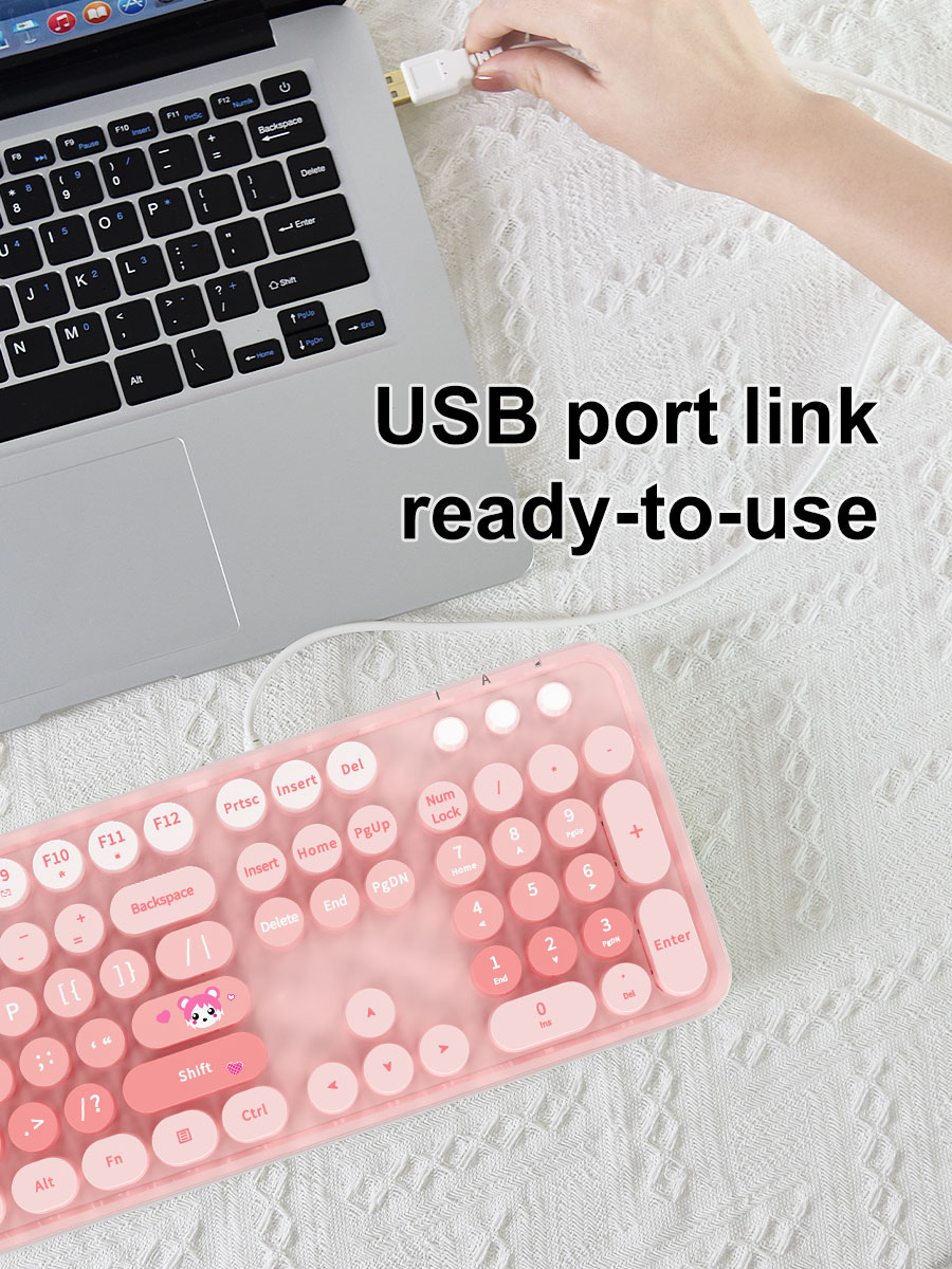 MOFII SWEET LITTLE BEAR DIARY Wired Keyboard for Windows Computer ...