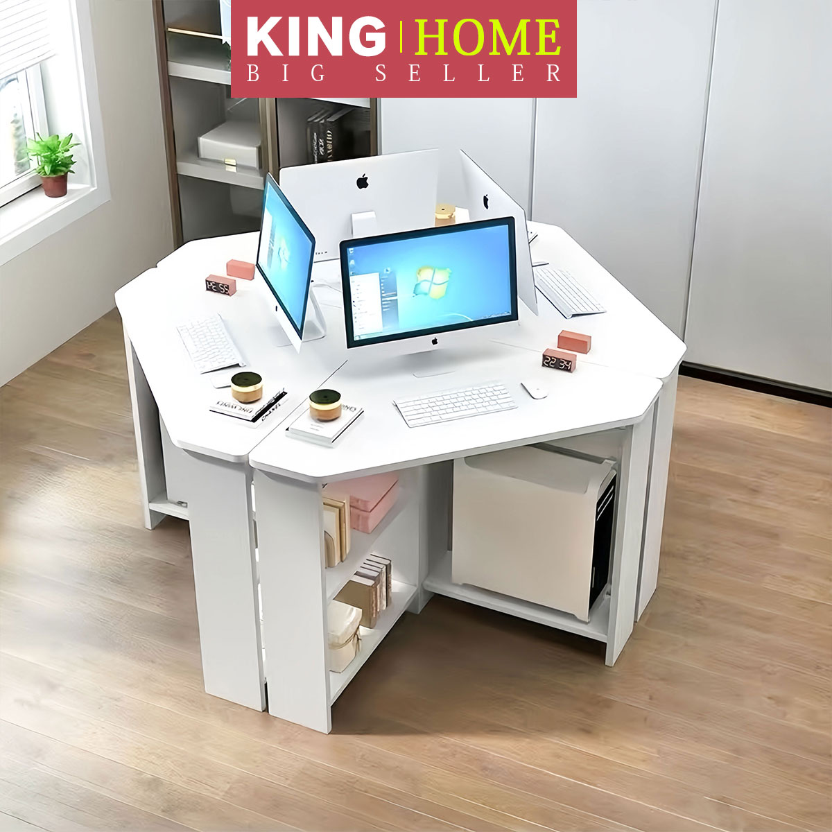 KING HOME Corner desk, triangular learning computer desk, home office ...
