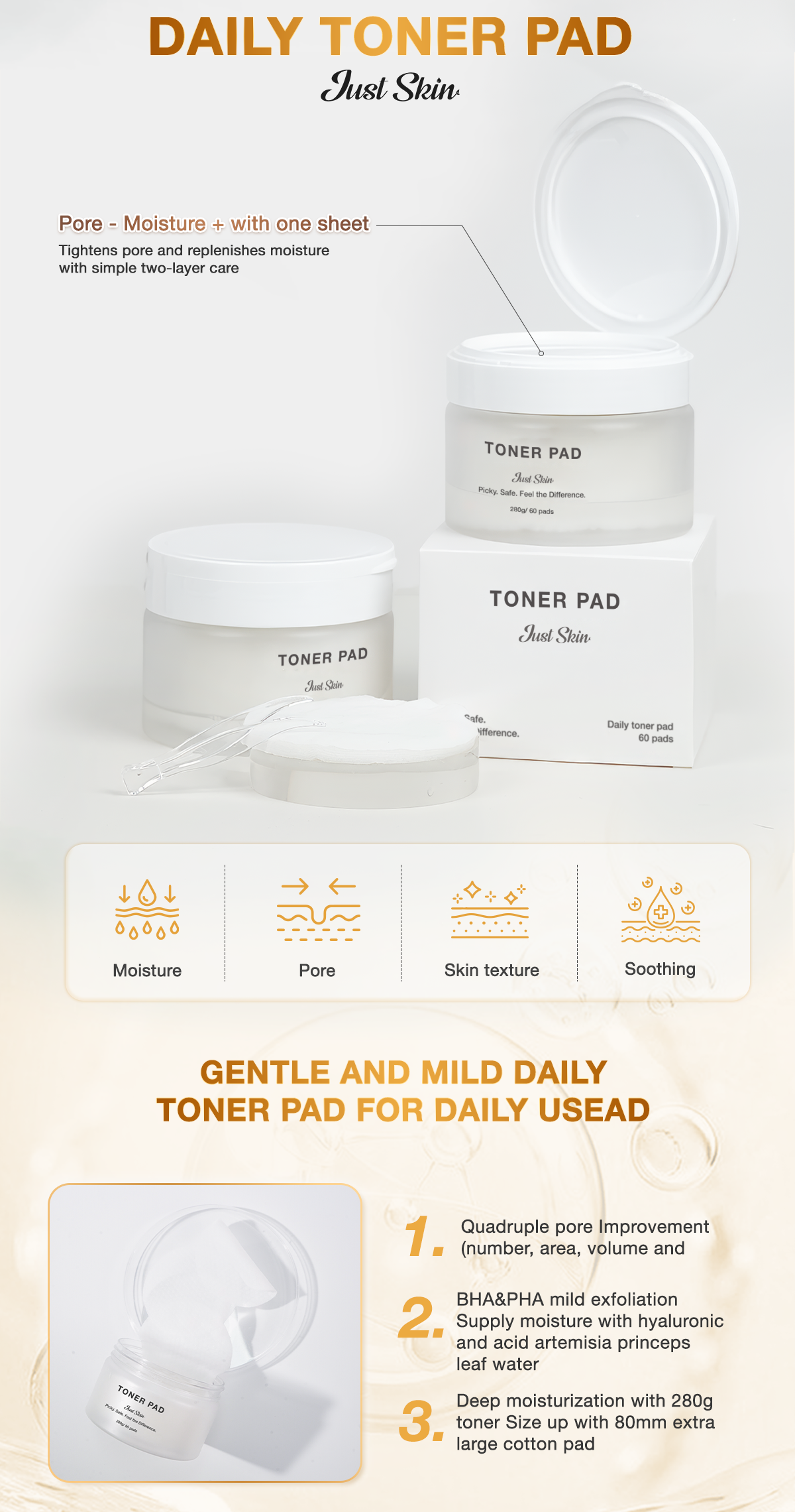 [NEW VERSION] Just Skin Toner Pad facial essence helps clear skin ...