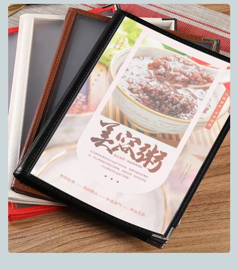 A4 Transparent Cover Menu book Menu holder Menu stand Menu board with 1 ...