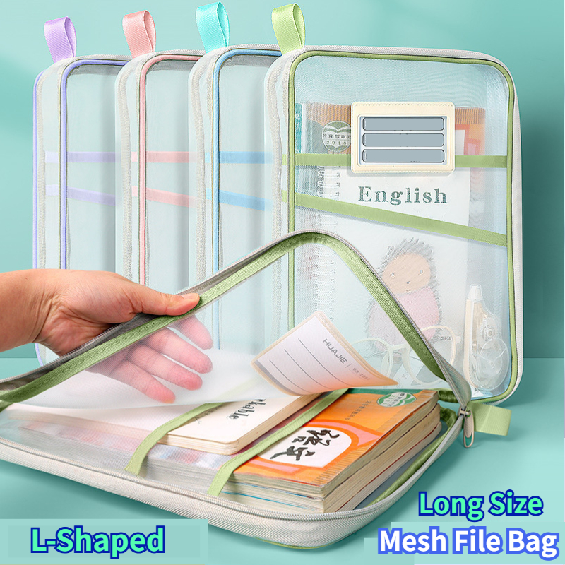 Long File Bag Nylon Mesh Book Bag Clear Pouch File Document Organizer 3 ...