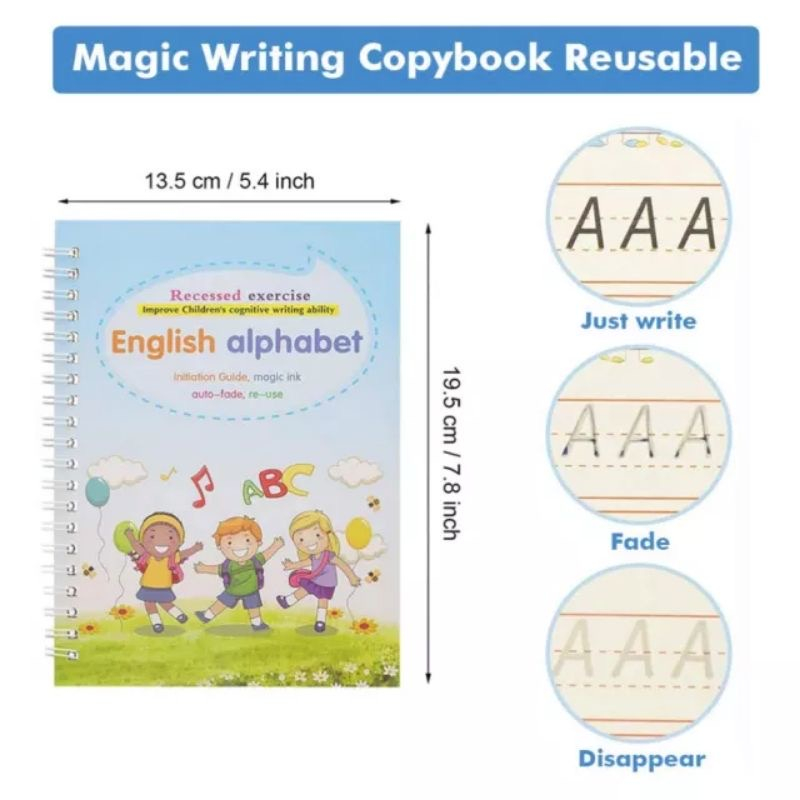 Magic Copybook Writing Practice Set for Kids Reusable Erasable Pages 4 ...