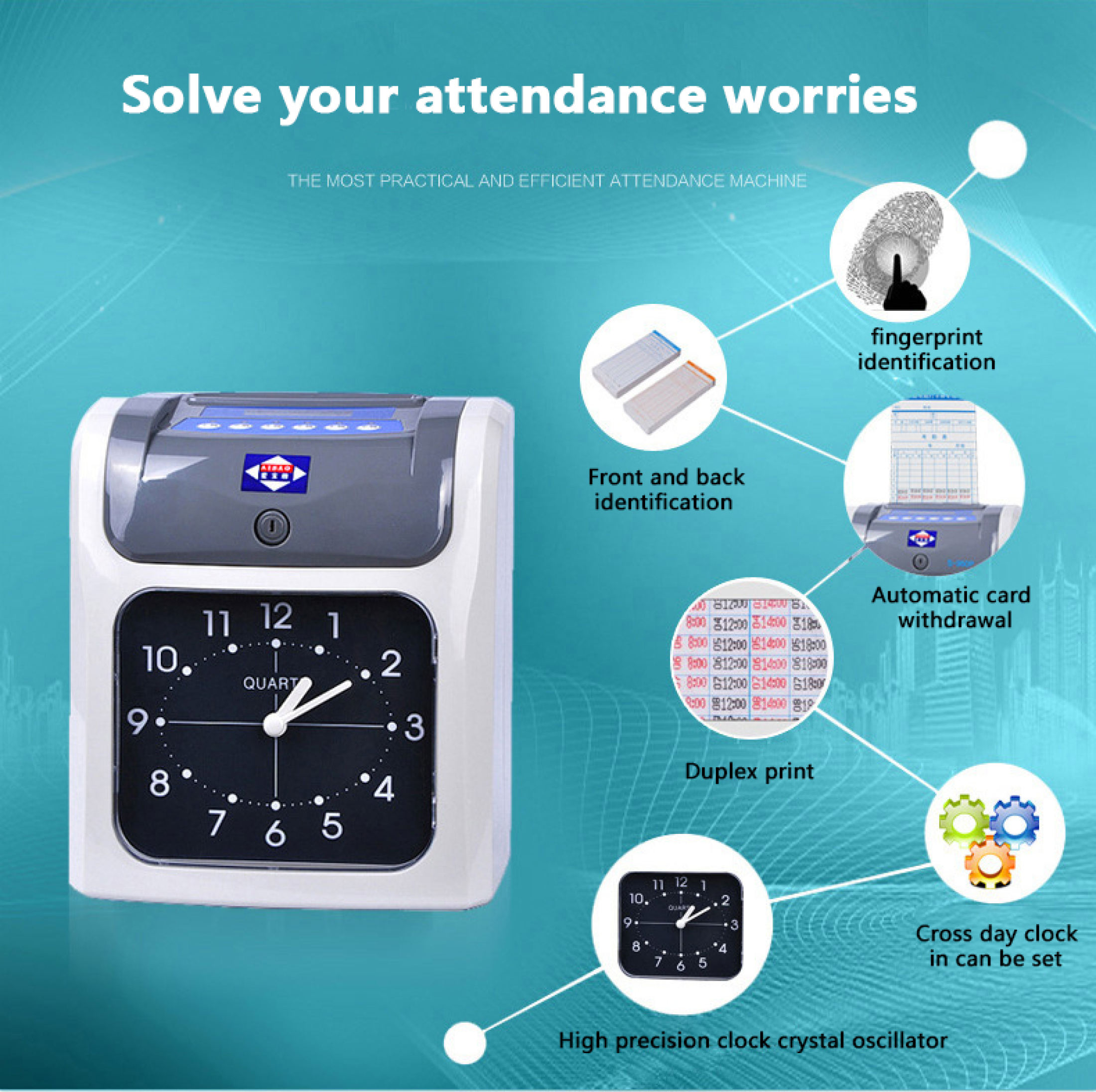 Attendance Machine Office Sstaff Clocking Machine Clock Time Recorder ...