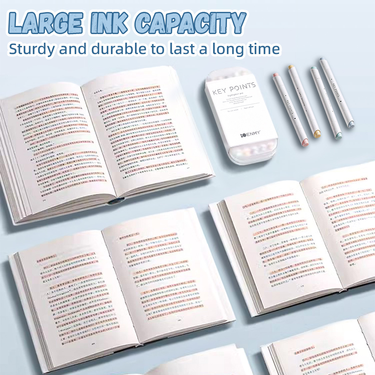 KEY 5-Color Highlighter Pen, Note Marker Pen, Highlighter Pen Set ...