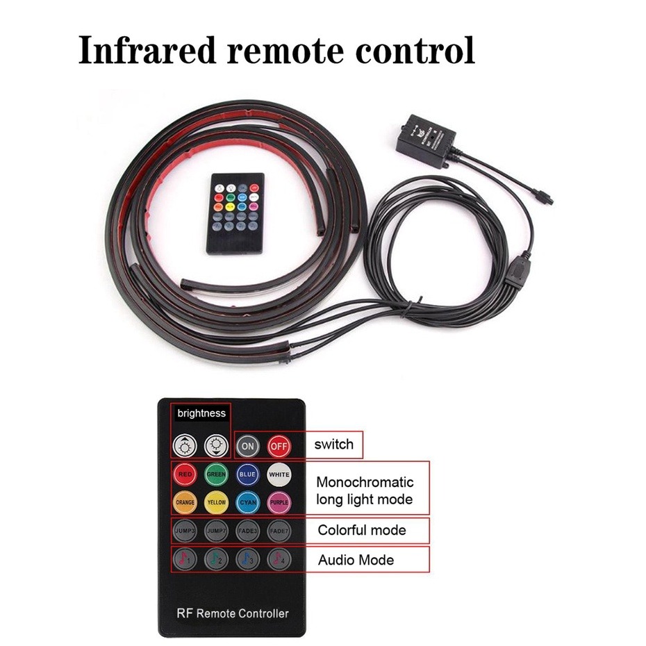 App/Remote Control Car Light Underglow RGB 8 Colors Universal ...