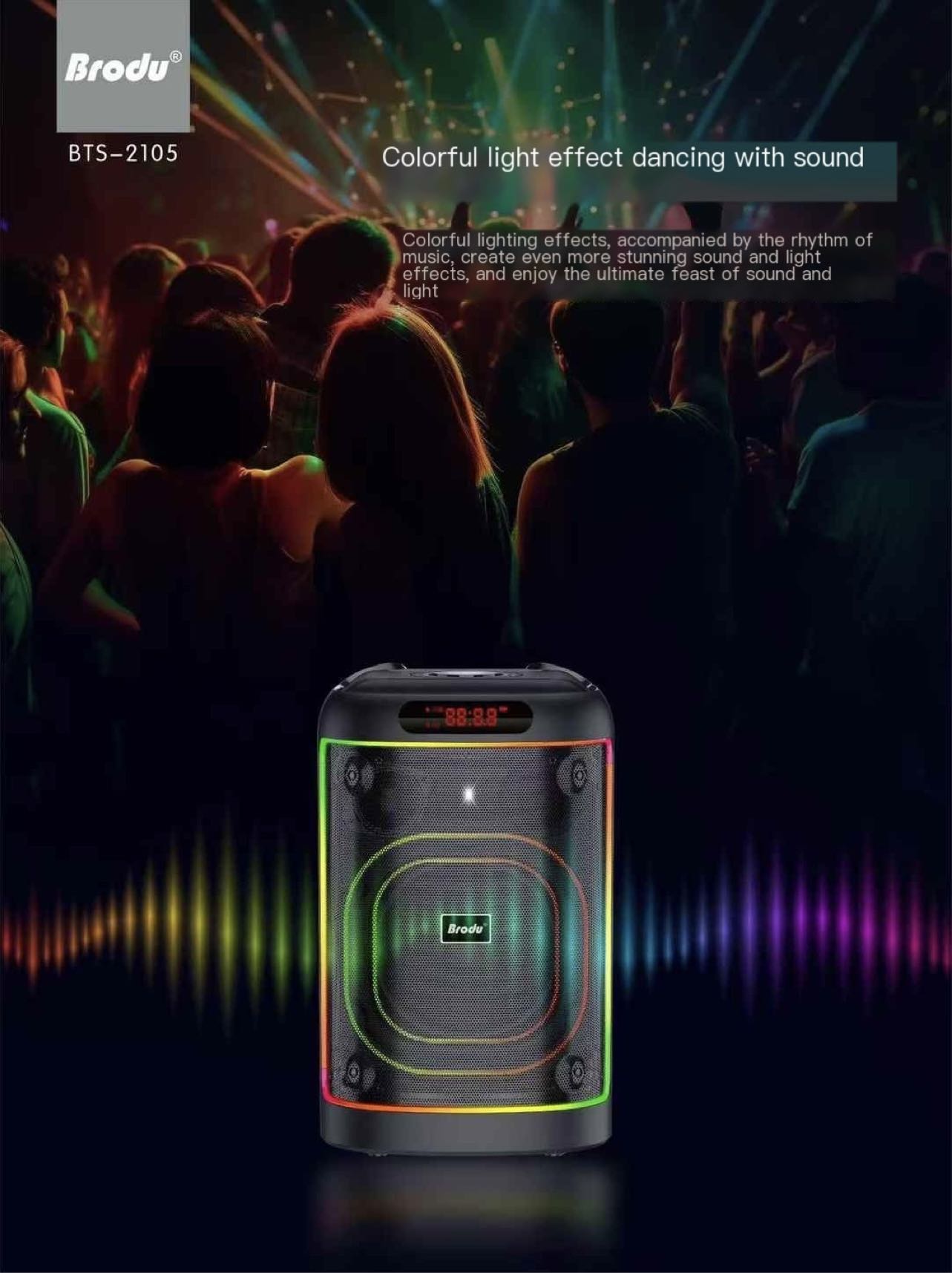 Brodu Series RGB Portable Subwoofer Karaoke Wireless Bluetooth Speaker ...