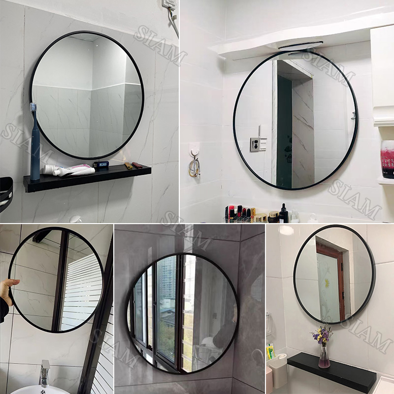 Bathroom Round Mirror with Shelf Wall Mounted Round Mirror MakeUp ...