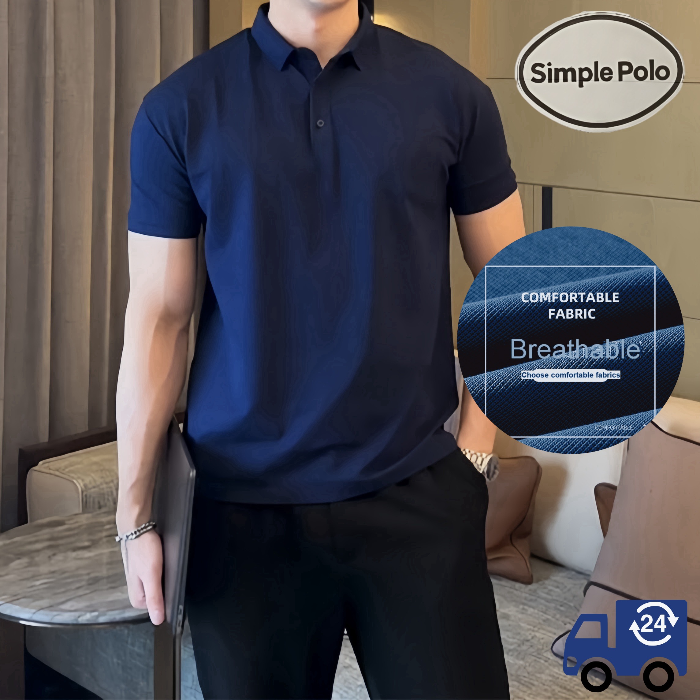 Simple Polo Tropical Cool Navy Blue Dri-Fit Sport Polo Shirt for Men ...