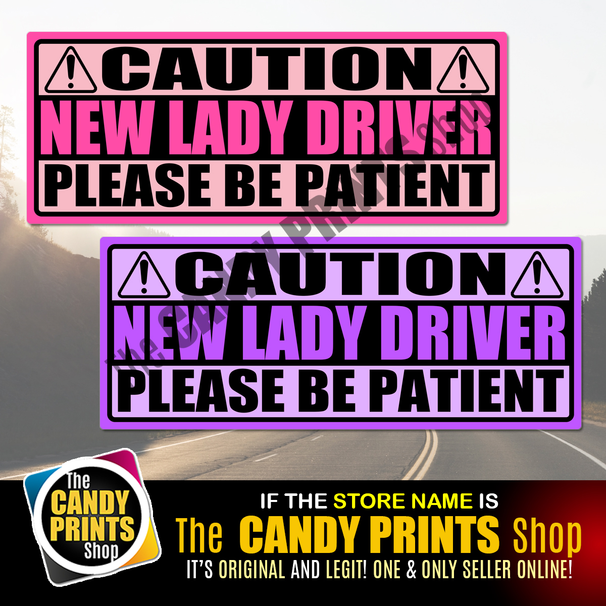 Magnetic and VInyl Car Sticker (CAUTION - NEW LADY DRIVER - PLEASE BE ...