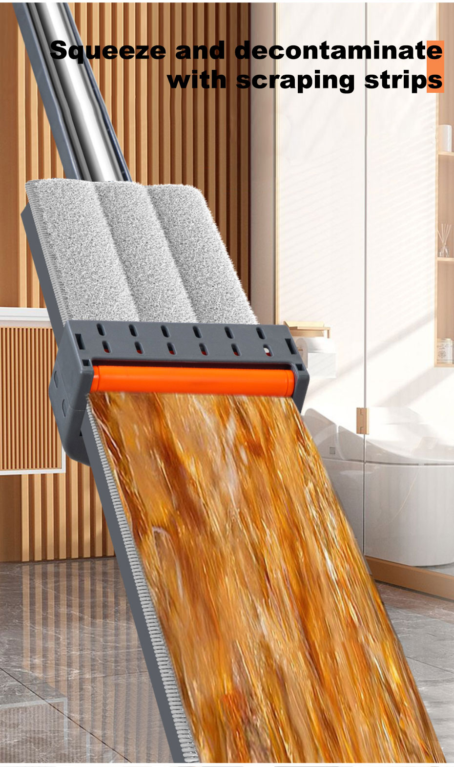 NEW 45CM Flat Mop Map Floor Cleaning Floor Mop Heavy Duty With Scraper ...