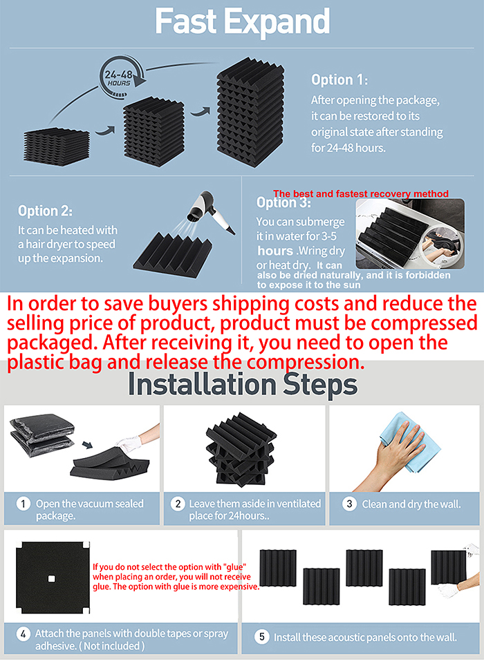 12 Pack Studio Acoustic Foam SoundProofing Acoustic Heat insulation ...