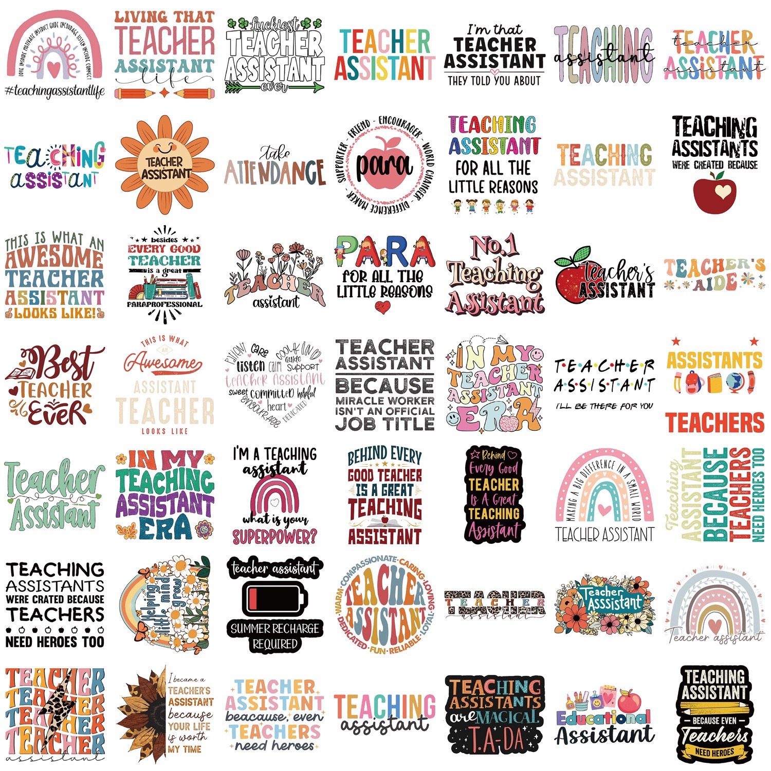 50Pcs/Set teacher assistant Stickers DIY Phone laptop Waterproof Decals ...