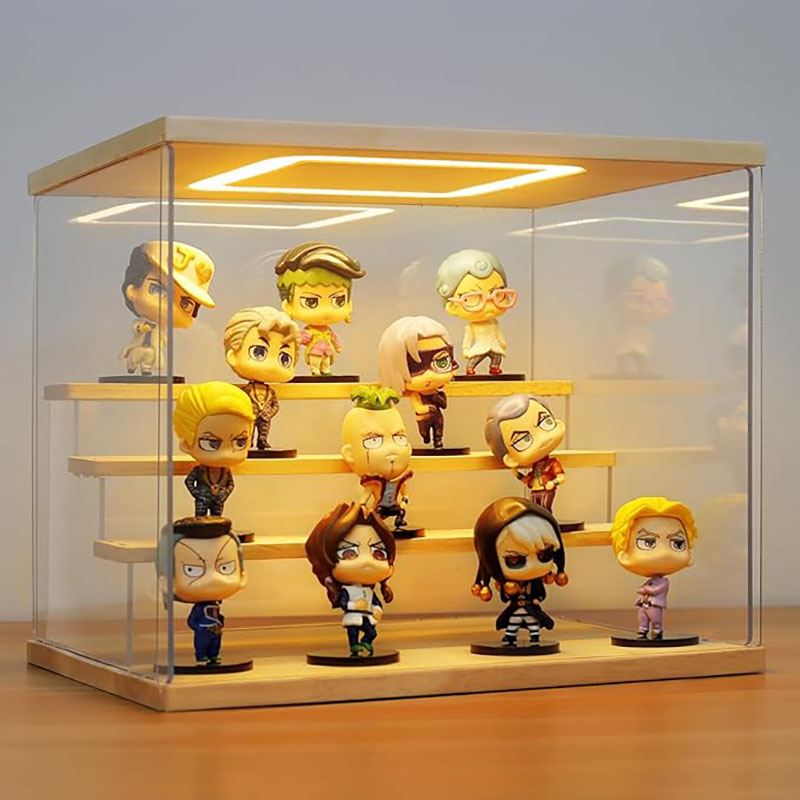 Acrylic Display Case with Lights Wooden Acrylic Display Rack Toys ...