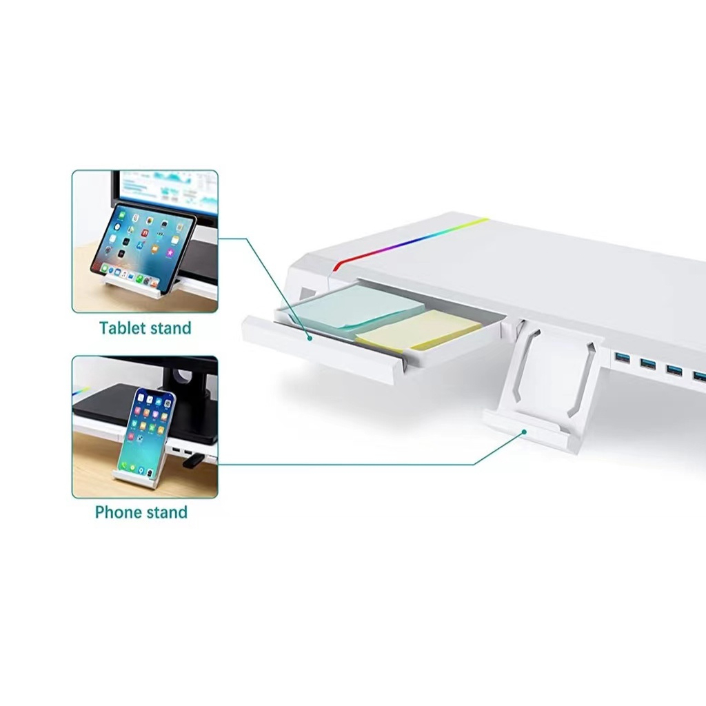Gigaware Ice Coorel T1 RGB Desktop Monitor Riser Multifunction Foldable ...