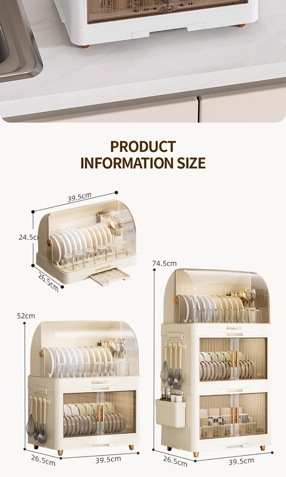 DRG Plastic Dish Cabinet Foldable Dish Drainer Drying Rack Aesthetic ...