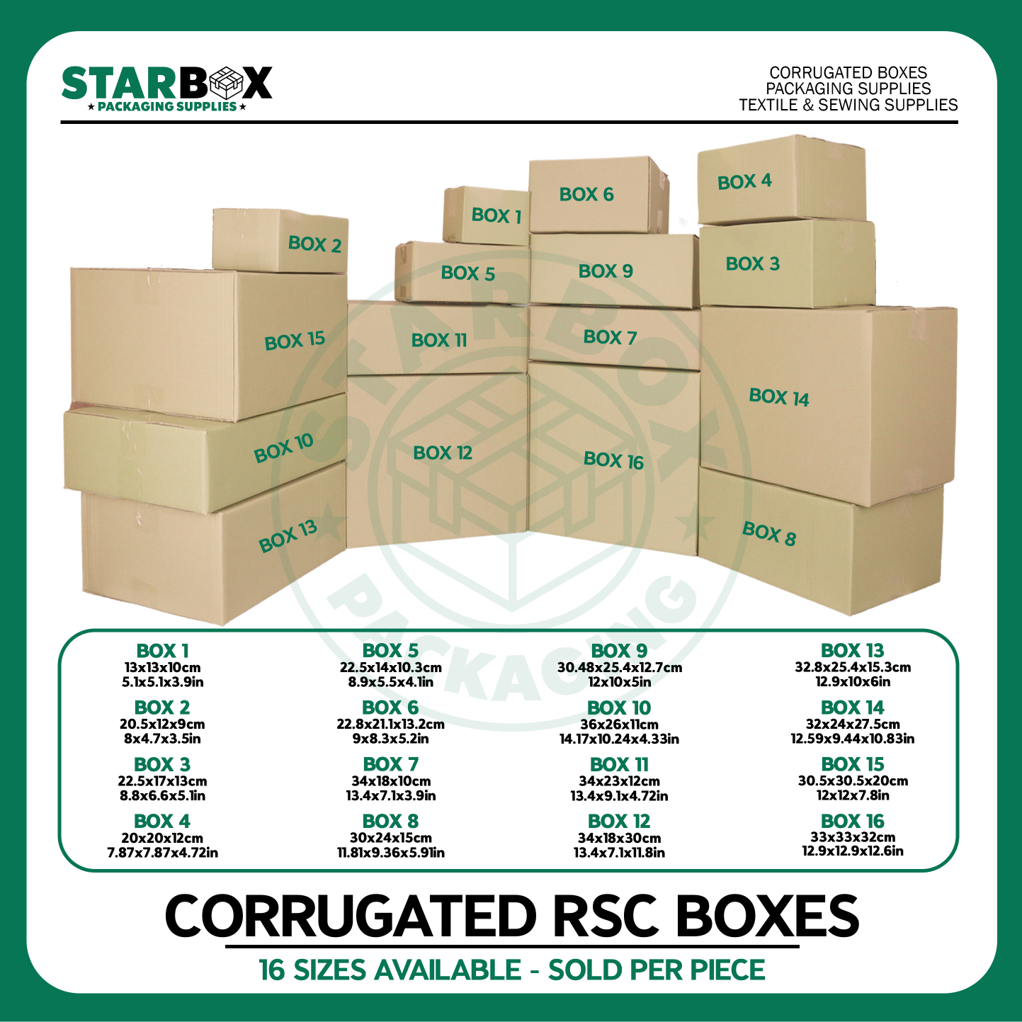 Starbox (16 Sizes Available) Corrugated Box RSC Box Shipping Box ...