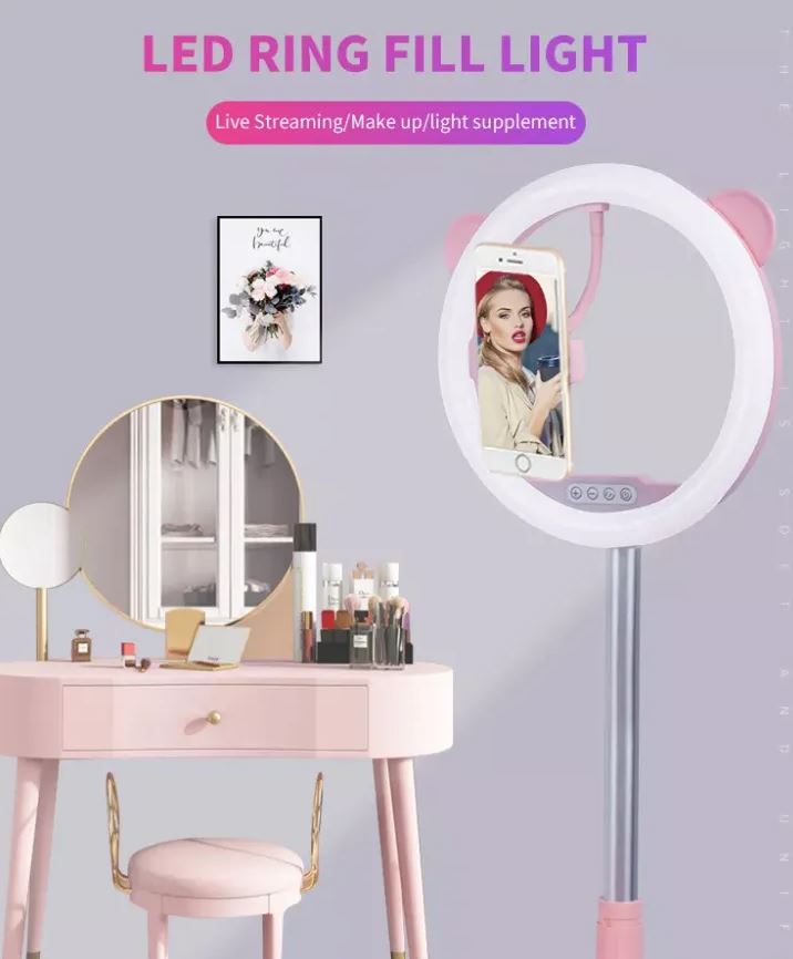 D8 Foldable LED Ring Light Live Broadcast Dimmable Stand Ringlight with ...