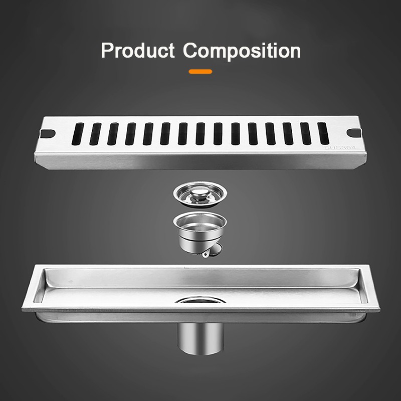 SUS304 stainless steel rectangular floor drain bathroom kitchen large ...