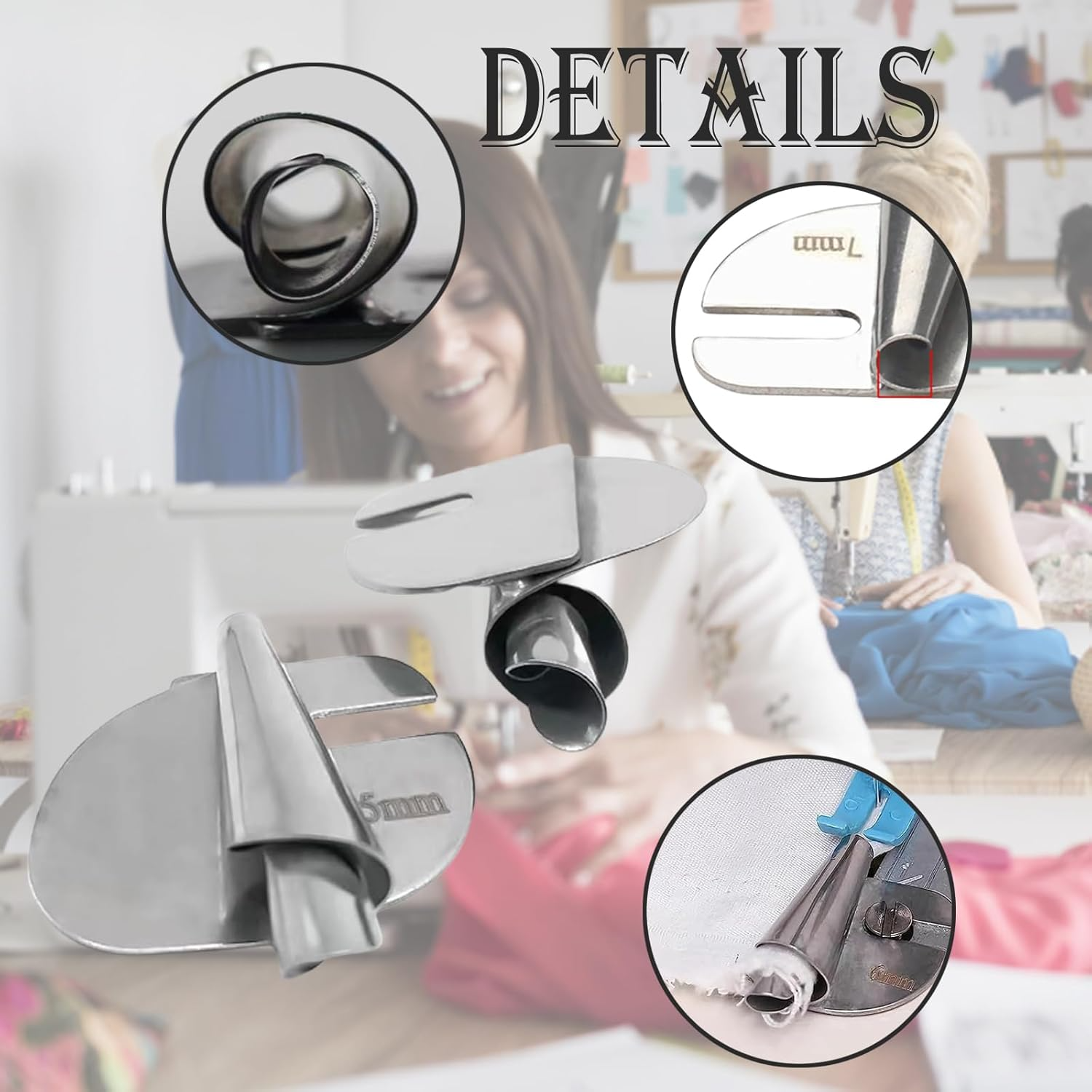3-10mm Sewing Machine Rolled Hemmer Universal Sewing Machine Presser ...