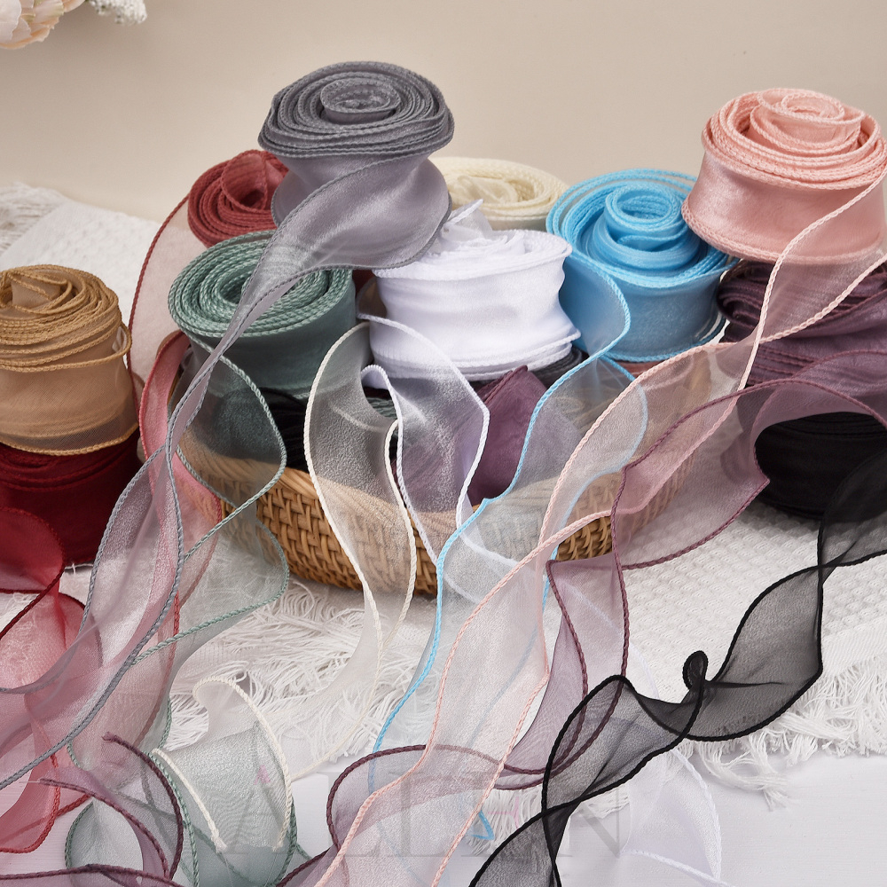 40mm*10m Sheer Chiffon Ribbon Organza Satin Ribbons-Bouquet Gift Wrap ...