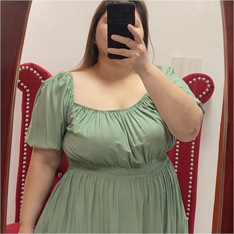 Plus size 4XL-5XL Nerchie tiered maxi dress in soft linen fabric ...