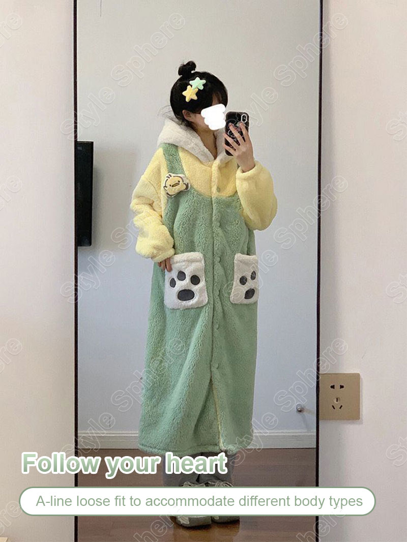 Women Pajamas Nightgown Coral Winter Animal Cartoon Cute Pochacco ...
