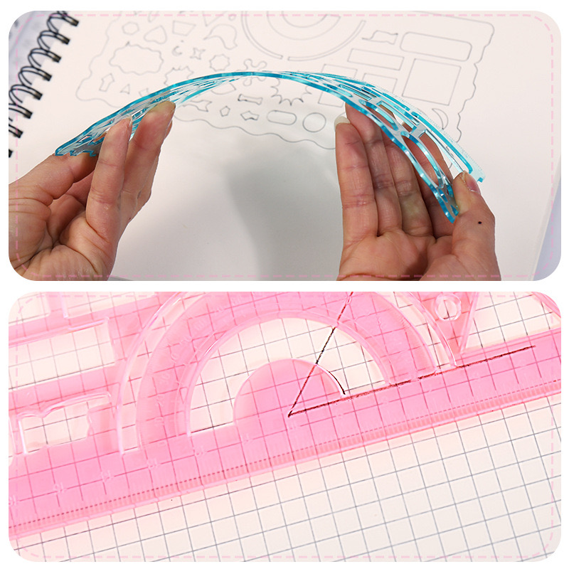 WISDOM 2in1 Shapes Stencil Ruler Drawing Template School supplies ...